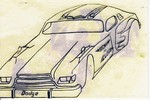 Pencil drawing on tracing paper showing the proposed Magnum Illusion body.