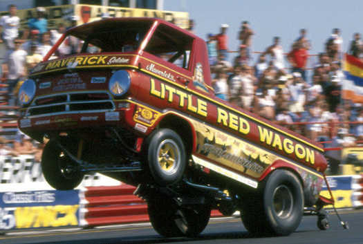 Little Red Wagon performing a wheelstand