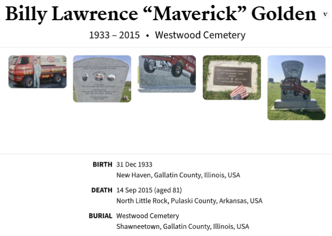 Billy Lawrence Maverick Golden memorial, 1933–2015